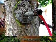 L'eau de la fontaine de la place du Reviron se transforme en vin