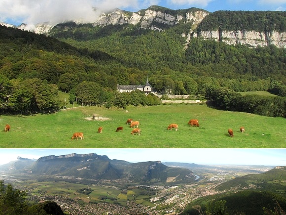 Le monastre de Chalais dans son vallon, et la vue sur la valle !